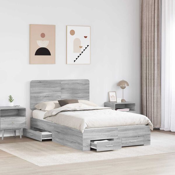 vidaXL Estructura de cama con cabecera Gris Sonoma 120 x 200 cm