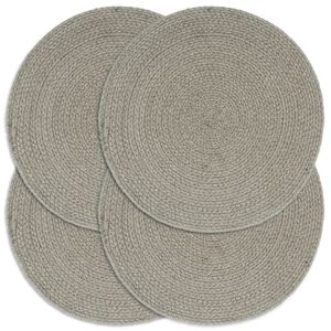 vidaXL Manteles individuales redondos 4 uds algod&oacute;n gris liso 38 cm