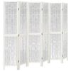 vidaXL Biombo separador de 6 paneles madera maciza Paulownia blanco