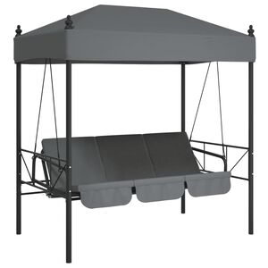 vidaXL Banco columpio de jard&iacute;n con toldo acero arena gris oscuro