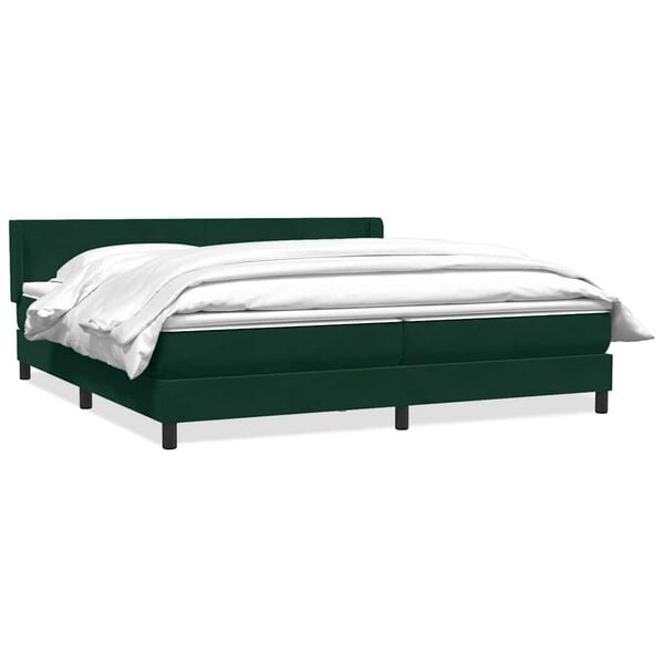 vidaXL Cama box spring con colch&oacute;n terciopelo verde oscuro 180x220 cm