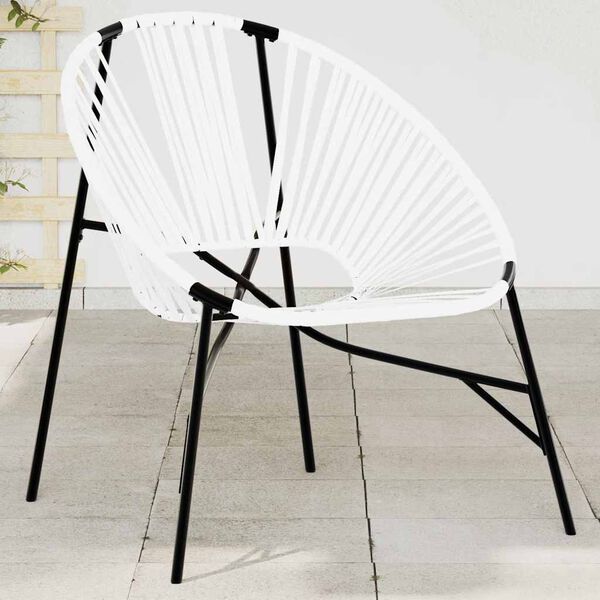 vidaXL Silla de jardín con forma huevo ratán sintético blanco y negro