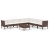 vidaXL Set muebles de jard&iacute;n 9 pzas y cojines rat&aacute;n sint&eacute;tico marr&oacute;n