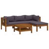 vidaXL Muebles de jard&iacute;n 5 pzas cojines madera maciza de acacia