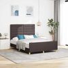 vidaXL Estructura de cama con cabecera Marr&oacute;n oscuro 140 x 200 cm tela