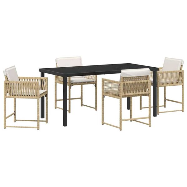 vidaXL Conjunto de Comedor de Jardín 5 pcs Beige ratán sintético