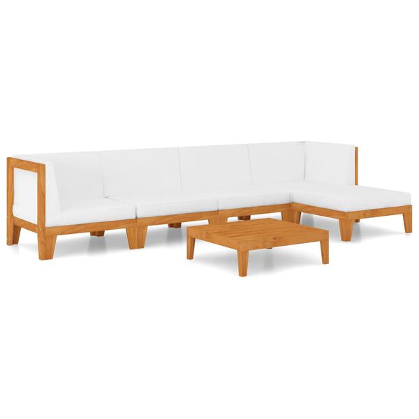 vidaXL Juego muebles de jard&iacute;n y cojines 6 pzas madera maciza acacia