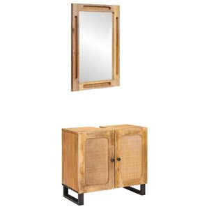 vidaXL Juegos de Ba&ntilde;o con puerta 2 pcs Marr&oacute;n Madera de mango maciza