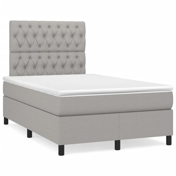 vidaXL Cama box spring con colch&oacute;n tela gris claro 120x190 cm
