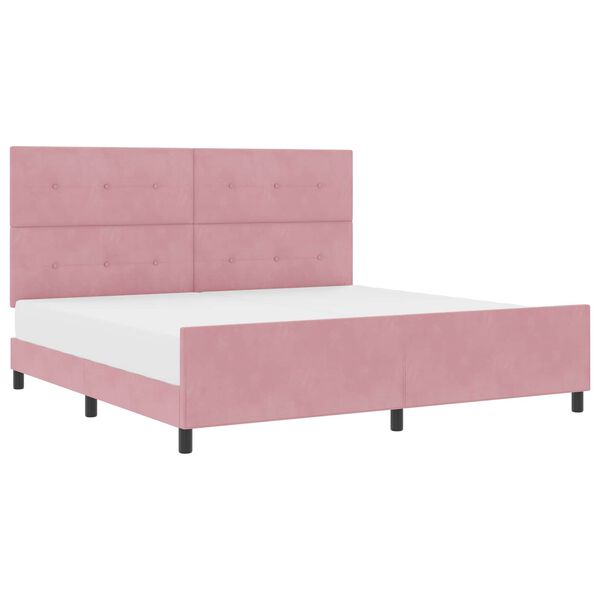 vidaXL Cama tipo Box Spring con cabecera Rosa 200 x 200 cm Terciopelo