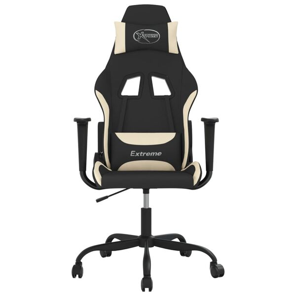 vidaXL Silla gaming tela crema y negro