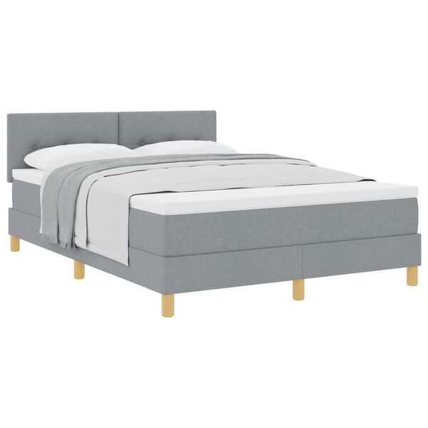 vidaXL Cama tipo Box Spring con colch&oacute;n Gris Claro 140 x 190 cm tela