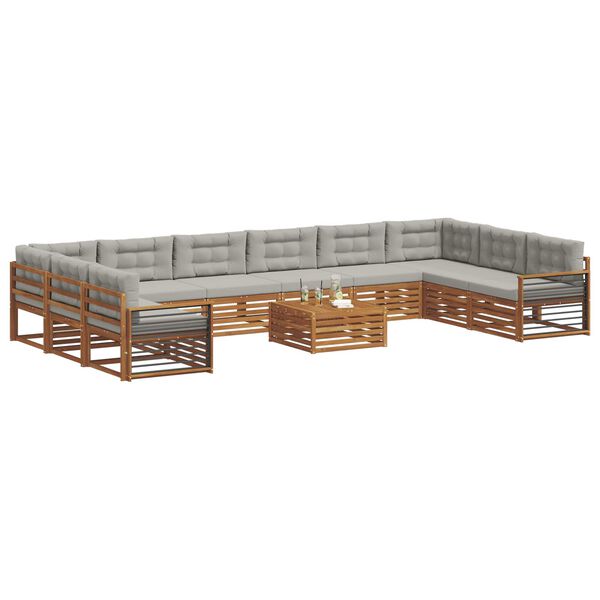 vidaXL Juegos de sof&aacute;s con coj&iacute;n 11 pcs Gris Natural y Claro