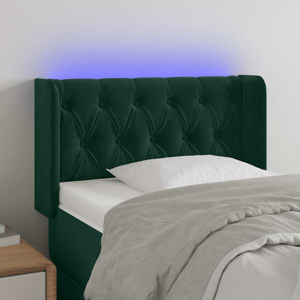 vidaXL Cabecero con LED de terciopelo verde oscuro 83x16x78/88 cm