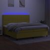 vidaXL Cama box spring colch&oacute;n y luces LED tela verde 200x200 cm