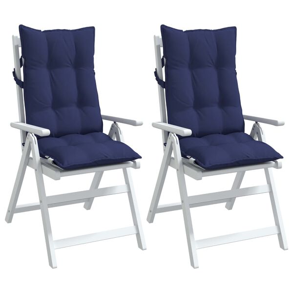 vidaXL Cojines para silla respaldo alto 2 uds tela Oxford azul marino