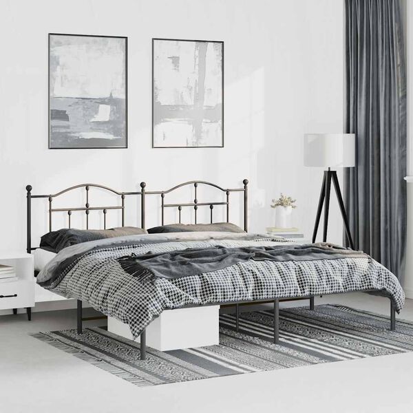 vidaXL Estructura cama sin colchón con cabecero metal negro 183x213 cm