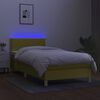vidaXL Cama box spring con colch&oacute;n y LED tela verde 90x190 cm