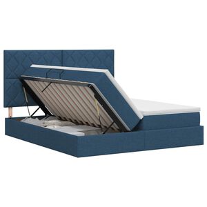 vidaXL Cama con almacenamiento con cabecera Azul 180 x 200 cm Tela