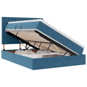 vidaXL Cama con almacenamiento y colch&oacute;n Azul Oscuro 140 x 190 cm