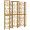 vidaXL Biombo separador de 6 paneles madera maciza paulownia marr&oacute;n