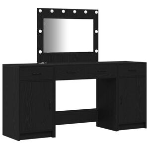 vidaXL Mesa Tocador 3 uds. Negro 78,5 x 41 x 135 cm