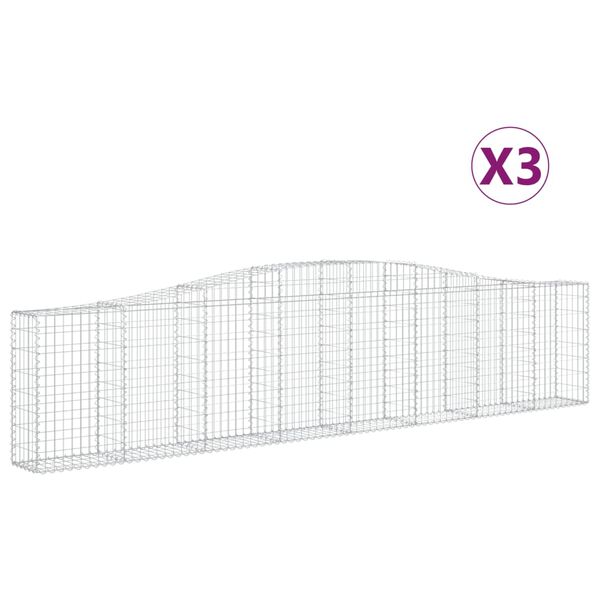 vidaXL Cestas de gaviones 3 uds forma de arco hierro 400x30x80/100 cm