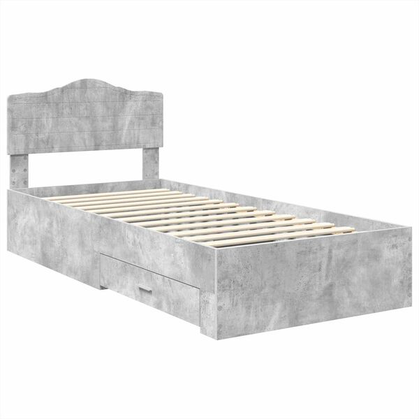 vidaXL Estructura de cama con cabecera Gris Concreto 90 x 200 cm