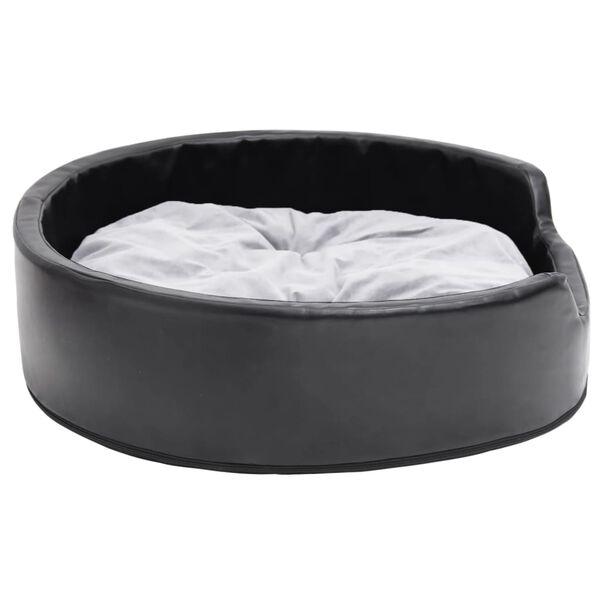 vidaXL Cama para perros felpa y cuero sint&eacute;tico negro gris 79x70x19 cm