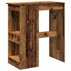 vidaXL Mesa alta con estantes madera envejecida 90x47,5x103,5 cm