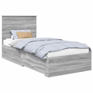 vidaXL Estructura de cama con cabecera Gris Sonoma y Plata 75 x 190 cm