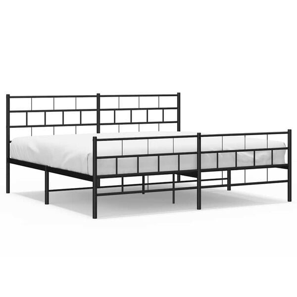 vidaXL Estructura cama sin colch&oacute;n con estribo metal negro 193x203 cm