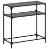 vidaXL Mesa consola con superficie de vidrio negro acero 80x35x81 cm