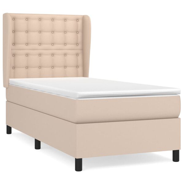 vidaXL Cama box spring con colch&oacute;n cuero sint&eacute;tico capuchino 90x200 cm