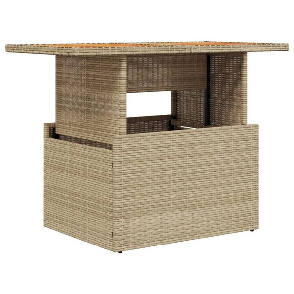 vidaXL Mesa de jard&iacute;n rat&aacute;n PE y madera de acacia beige 100x55x73 cm
