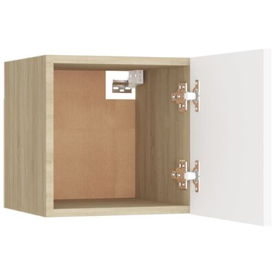 vidaXL Mueble de salón de pared blanco y roble Sonoma 30,5x30x30 cm