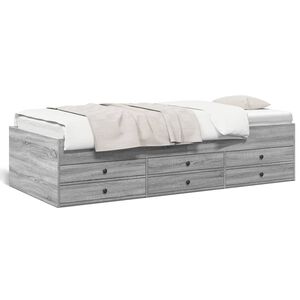 vidaXL Sof&aacute; cama con cajones sin colch&oacute;n gris Sonoma 90x190 cm