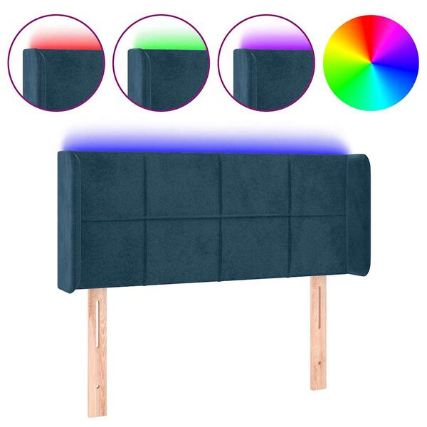 vidaXL Cabecero con LED de terciopelo azul oscuro 83x16x78/88 cm