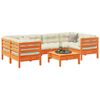 vidaXL Set de sof&aacute;s jard&iacute;n 7 pzas con cojines madera pino marr&oacute;n cera