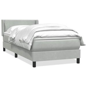 vidaXL Cama box spring con colch&oacute;n terciopelo gris claro 80x210 cm