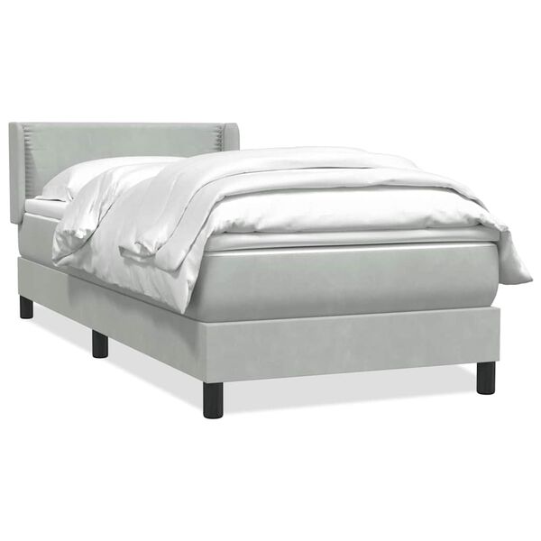 vidaXL Cama box spring con colch&oacute;n terciopelo gris claro 80x210 cm