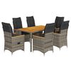 vidaXL Set comedor jard&iacute;n 7 pzas y cojines rat&aacute;n sint&eacute;tico gris