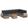 vidaXL Set de muebles de jard&iacute;n 9 pzas y cojines rat&aacute;n sint&eacute;tico gris