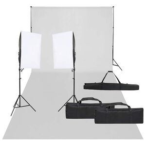 vidaXL Kit de estudio fotogr&aacute;fico con set de luces y fondo