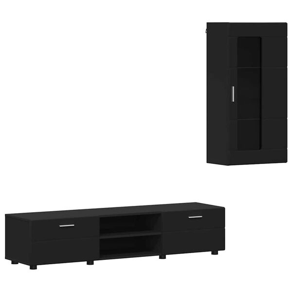 vidaXL Conjunto de mueble de TV FLORIN Negro Madera de ingenier&iacute;a