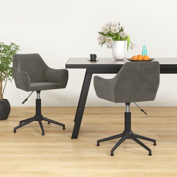 vidaXL Sillas de comedor giratorias 2 unidades terciopelo gris oscuro