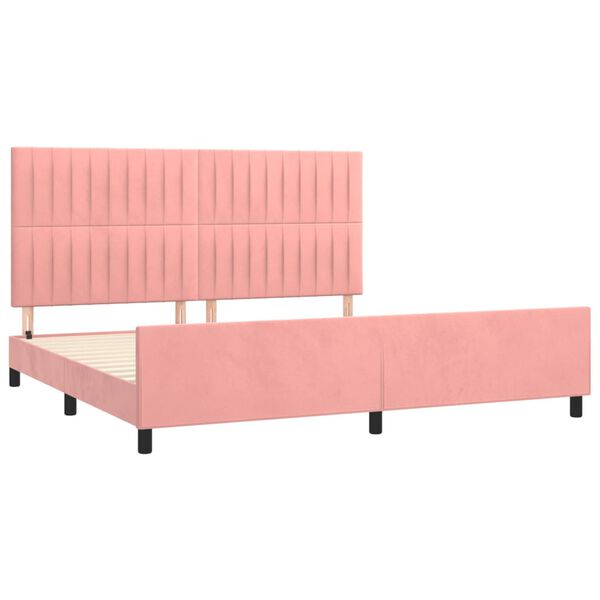 vidaXL Estructura cama sin colch&oacute;n terciopelo rosa 200x200 cm