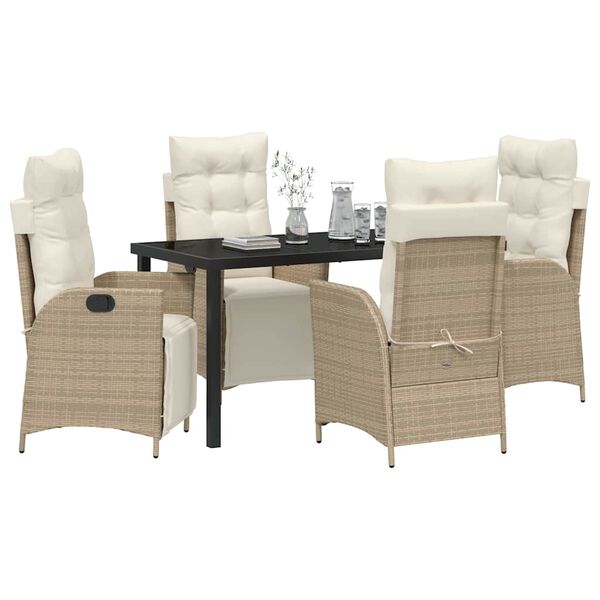 vidaXL Conjunto de Comedor de Jard&iacute;n 5 pcs Beige rat&aacute;n sint&eacute;tico