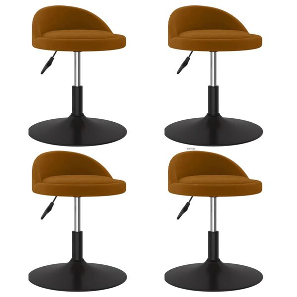 vidaXL Sillas de comedor giratorias 4 unidades terciopelo marr&oacute;n