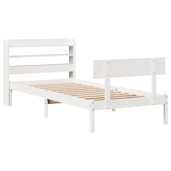 vidaXL Estructura de cama sin colchón madera maciza blanca 75x190 cm